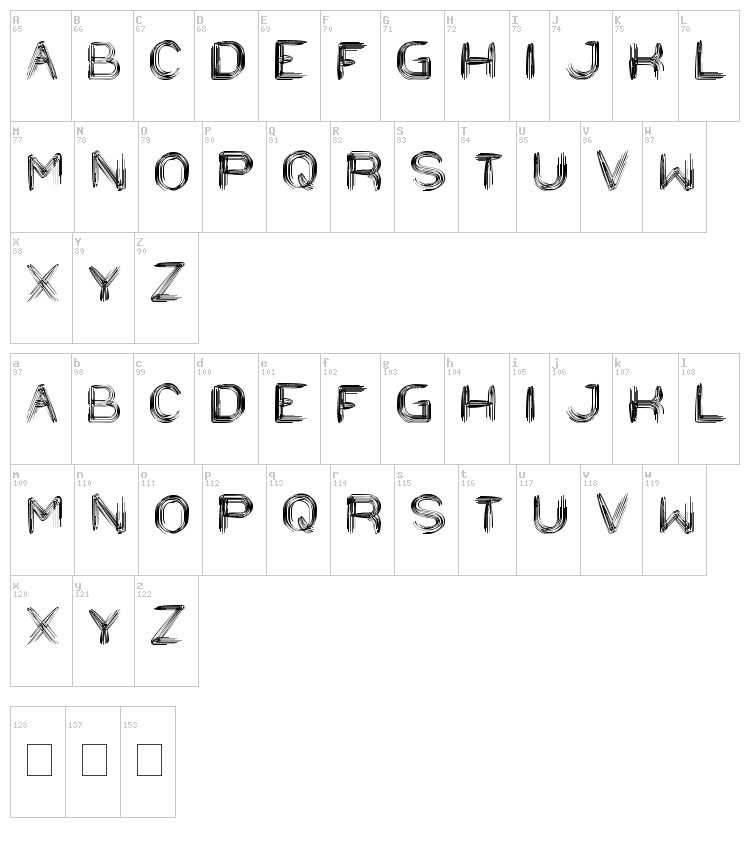 String and Wire font map